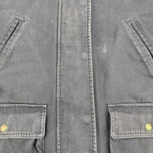 Cabela's Women M Reg Sherpa Lined Canvas Jacket Chore Coat Navy Blue Western Zip - Picture 4 of 9